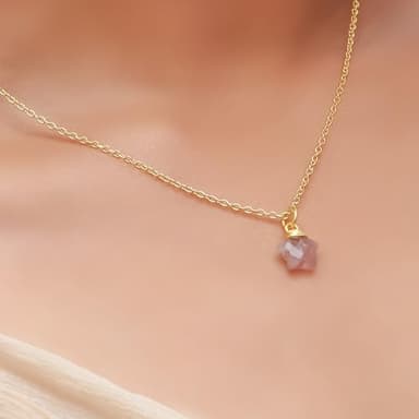 Gempires Aquamarine Star Necklace, Natural Crystal Pendant, March Birthstone Gifts, 14k Gold Plated 18 inch Adjustable Chain, Handmade Jewelry - Image 5