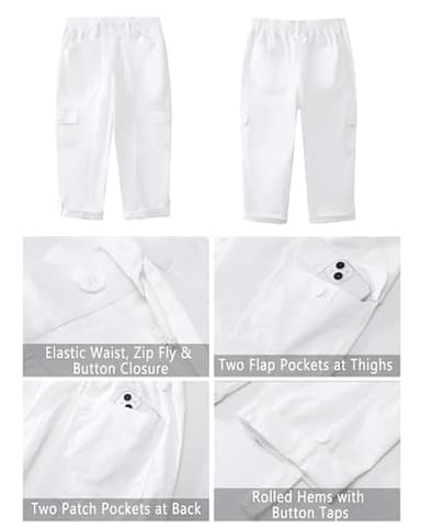 GRAPENT High Waisted Cargo Capris for Women, Off-White, Size 12-14 - Image 7