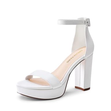 DREAM PAIRS Women's Platform Chunky High Heeled Sandals Open Toe Block Heels Ankle Strap Dress Shoes for Wedding Party Evening,Size 6.5,White,DWUMHS2508 - Image 1
