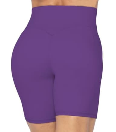 Sunzel No Front Seam Biker Shorts for Women with Pockets, Yoga Workout Gym Bike Shorts with Tummy Control 8" Inseam Petunia Small - Image 5