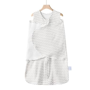 Ftikvo Swaddle-Blanket Baby Girl & Boy Swaddles Newborn Infant Transition 100% Cotton Wrap Blankets, 3-Way Adjustable Wearable Blanket, TOG 1.0 (Gray Stripes, 0-3 Month) - Image 1