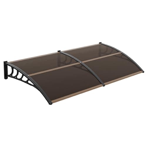 VINGLI Window Awning Door Canopy Exterior, 40" x 80" Awnings for Doors Polycarbonate Cover Patio Door Awning Rain Snow Sunlight Protection Hollow Sheet (Brown Board & Black Bracket) - Image 1