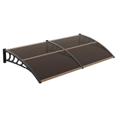 VINGLI Window Awning Door Canopy Exterior, 40" x 80" Awnings for Doors Polycarbonate Cover Patio Door Awning Rain Snow Sunlight Protection Hollow Sheet (Brown Board & Black Bracket) - Image 1