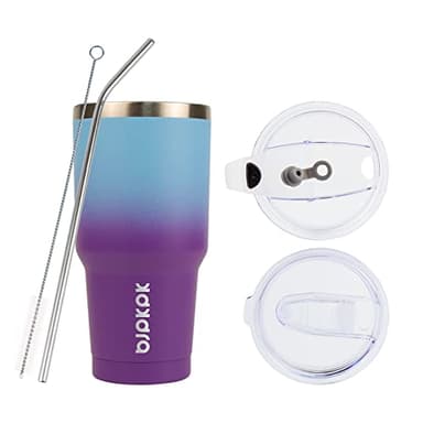 BJPKPK 30oz Color Block Tumbler With Lid And Straw,Stainless Steel Double Wall Vacuum Insulated Tumblers,Ocean Dream - Image 2