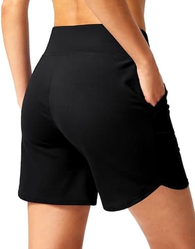 G Gradual Women's Athletic Shorts 6" High Waisted Stretchy Bermuda Shorts for Women Quick Dry Summer Casual Shorts(Black,XL) - Image 2