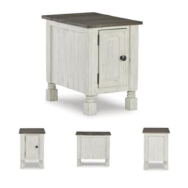 Signature Design by Ashley Havalance French Country Chair Side End Table, White & Gray - Image 7