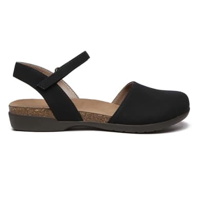 Athlefit Women's Closed Toe Sandals Comfort Cork Footbed Arch Support Flat Sandals Black Size 8.5 - Image 5