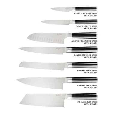 Babish High-Carbon 1.4116 German Steel 14 Piece Full Tang Forged Kitchen Knife Set W/Sheaths - Image 3
