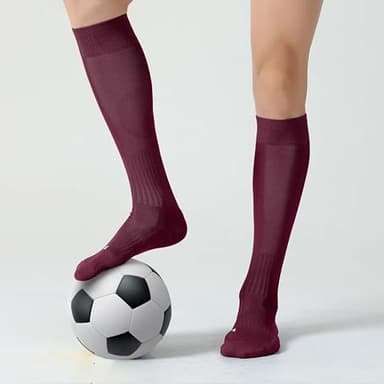 CelerSport 2 Pack Soccer Socks for Youth Kids Adult Over-The-Calf Socks with Cushion, Brown (2 Pack), Large - Image 5