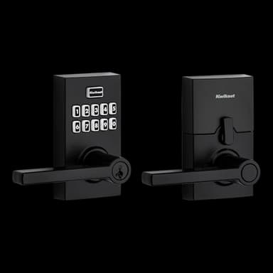 Kwikset 99170-004 SmartCode 917 Keypad Keyless Entry Contemporary Residential Electronic Lever Lock Deadbolt Alternative with Halifax Door Handle and SmartKey Security, Matte Black - Image 2