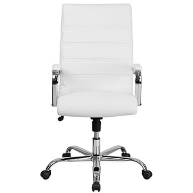 Flash Furniture Whitney High-Back Swivel LeatherSoft Desk Chair with Padded Seat and Armrests, Adjustable Height Padded Office Chair, White/Chrome - Image 12