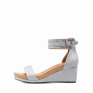 DREAM PAIRS Women's Open Toe Buckle Ankle Strap Platform Wedge Sandals Summer Shoes,Size 10,Grey,NINI-6 - Image 3