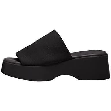 Minshluu Black Platform Slides Sandals for Women Backless Open Toe Slip on Wedges Shoes - Image 5