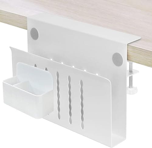 osseph Desk Side Storage, Side Desk Laptop Holder with Anti-Scratch Pad & Magnetic Pen Holder, No Drill Under Table Laptop Mount Fits Flat Edge 0.3" to 2.3" - Image 1