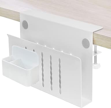 osseph Desk Side Storage, Side Desk Laptop Holder with Anti-Scratch Pad & Magnetic Pen Holder, No Drill Under Table Laptop Mount Fits Flat Edge 0.3" to 2.3" - Image 1