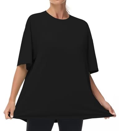 THE GYM PEOPLE Women's Casual Oversized T-Shirts Summer Crewneck Short Sleeve Workout Basic Tee Tops Black - Image 3
