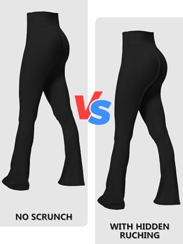 Sunzel No Front Seam Mini Flare Leggings for Women, Invisible Butt Scrunch Flared Yoga Pants with Tummy Control 30" Black Medium - Image 3