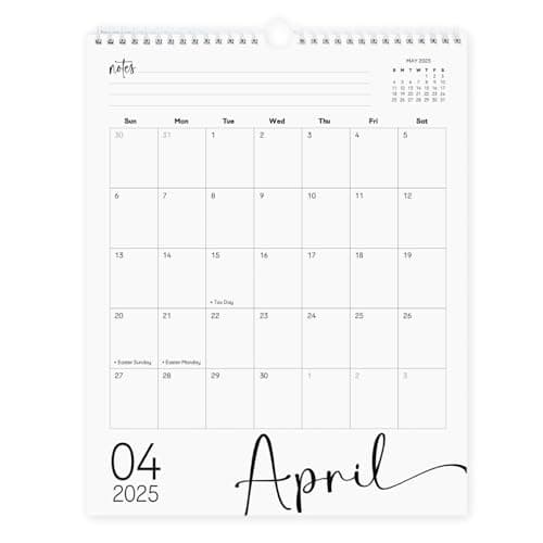 Modern Vertical Wall Calendar 2025-18 Month Calendar January 2025 to June 2026, 11x13.5 Inches Cursive Font Design with Spiral Twin-Wire Binding - Image 1