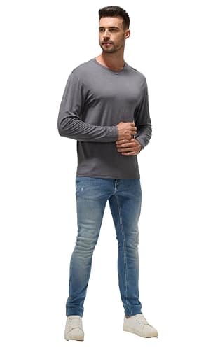100% Ultrafine Merino Wool Base Layer for Men | V-Neck Long Sleeve Thermal Shirt, Moisture Wicking & Odor Resistant Grey - Image 3