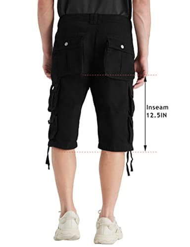 YGREYG Mens Cargo Shorts Long Capri Below The Knee Shorts 3/4 Relaxed Fit Long Shorts with Pockets Black 42 - Image 4
