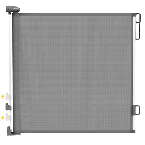 Babepai Retractable Baby Gates for Stairs, Dog Gates for Doorways, Mesh Baby Gate Extends to 54" Wide 34" Tall, Pet Gate Indoor Use for Hallways, Porch, Patio, Outdoor - Gray - Image 1