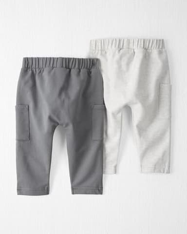 little planet by carter's Baby 2-Pack Pants Made with Organic Cotton, Gravel Gray, NB - Image 2