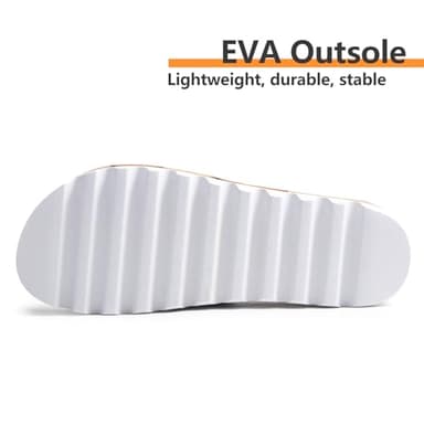 Ustogi Flatform Platform Sandals Women Arch Support Beach Slides Orthotic Summer Causal Cork Footbed Lightweight Thick Sole Comfortable Fashion Slip on Cushion Cute 2 Strap 01(9, White) - Image 4
