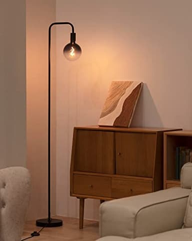 ONEWISH Floor Lamp for Living Room - Minimalist Industrial Standing Lamp with Modern LED Bulb, Globe Black Clear Glass 6", 1800K Warm Ambiant Lighting Decorative Tall Floor Lamp for Bedroom Office - Image 8