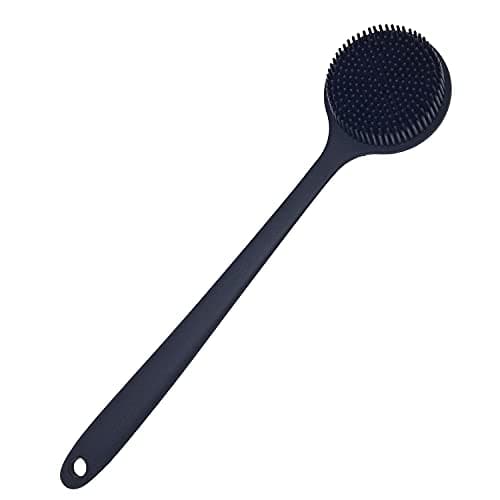 DNC Back Scrubber for Shower Soft Silicone Bath Body Brush with Long Handle (Black) - Image 1
