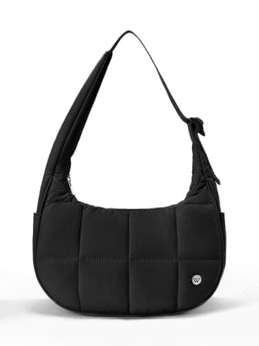 WESTBRONCO Small Puffer Crescent Shoulder Bag for Women, Nylon Quilted Shoulder Purses, Puffy Handbags with Adjustable Strap - Image 1