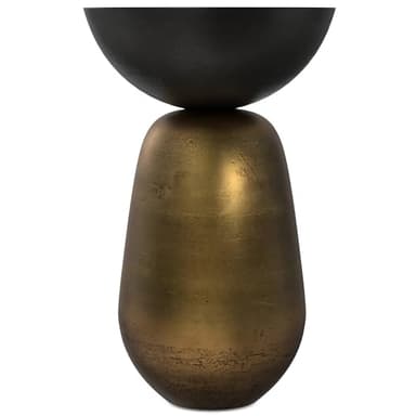 SIMPLIHOME Clement Cast Aluminum Side Table, 15.25" Round, 24" Tall, Black Nickel/Antique Brass, Industrial Hourglass Design for Living Room - Image 5