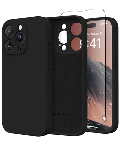 SuydanBox Magnetic for iPhone 14 Pro Case, Compatible with MagSafe, [Full Camera Protection][Screen Protector] Silicone Shockproof Protective Phone Case for iPhone 14 Pro 6.1", Black - Image 1