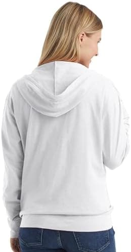 Hanes Womens Slub Knit Full-zip Hoodie, Textured Cotton Zip-up T-shirt For Fashion-hoodies, White, Large US - Image 4
