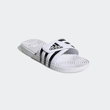 adidas Unisex Adissage Slides Sandal, White/Black/White, 9 US Men - Image 5