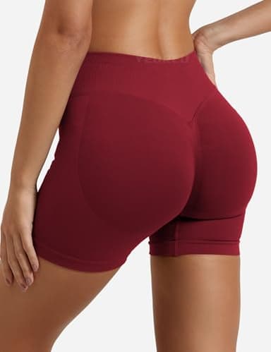 YEOREO SoftHue Women Workout Gym Impact Shorts Hidden Scrunch Butt Lifting 2.5"/3.6"/4.5"/6" Shorts Red M - Image 4