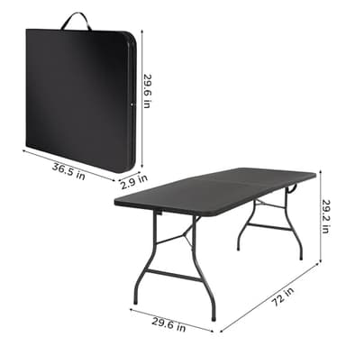 COSCO Molded Folding Banquet Table w/Handle, 6ft, Black - Image 8