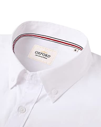 Alimens & Gentle Mens Solid Oxford Shirt Long Sleeve Button Down Shirts with Pocket White - Image 2