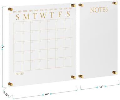 Martha Stewart Grayson Acrylic Wall Calendar and Notes Board with Dry Erase Marker, Clear with Black Print, Set of 2 - Image 4