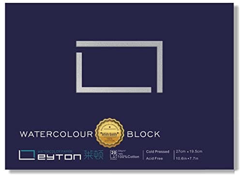 Non-Warping 100% Cotton Watercolor Paper Block - 20 Sheets of 160lb/350gsm Cold Press Water Color Art Supplies for Wet, Dry, and Mixed Media Painting, for Watercolor, Gouache, Acrylic (10.6 x 7.7'') - Image 1