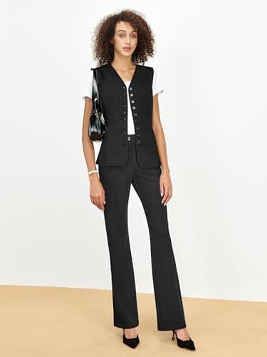 Tapata Women's 28''/30''/32''/34'' Stretchy Bootcut Dress Pants with Pockets Tall, Petite, Regular for Office Work Business 30", Black, L - Image 9