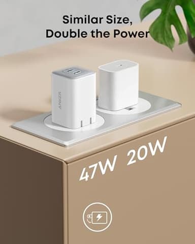 Anker Nano 47W USB C Charger, 2 Port Compact Foldable GaN Charger for iPhone 17 / 16, Galaxy, Pixel, Compatible with MagSafe (White) - Image 6