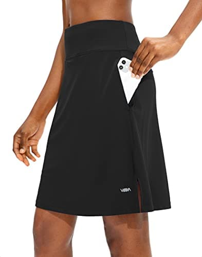 Viodia Women's 20" Knee Length Skorts Skirts Athletic Tennis Golf Skirt for Women Modest Sports Casual Summer Skirt with 5 Pockets Black - Image 1