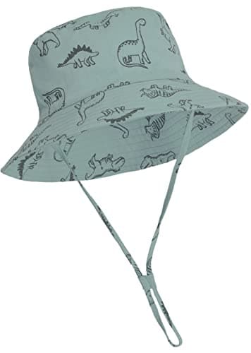 Baby Sun Hat Toddler Bucket Hats Summer Sun Protective Kids Beach Hats Wide Brim Outdoor Camping Hat for Boys Girls Dinosaur Light Green 2-4T - Image 1