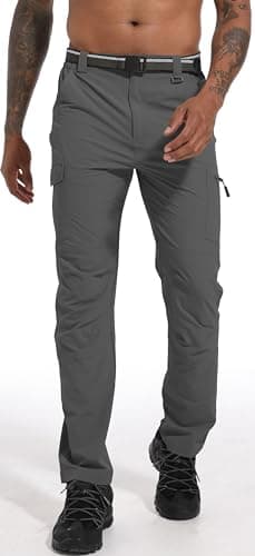 WENRONSTA Men's Hiking Work Cargo Pants Quick-Dry Lightweight Waterproof 6 Pockets Outdoor Mountain Fishing Camping Pants Dark Grey S - Image 7