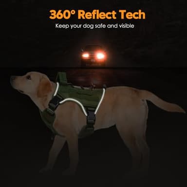 Heavy-Duty Tactical Dog Harness for Large Dogs, No Pull Adjustable Reflective Pet Vest with Molle System, K9 Military-Grade Control for Service Training, Outdoor & 10+ Breeds, Green, Small - Image 5