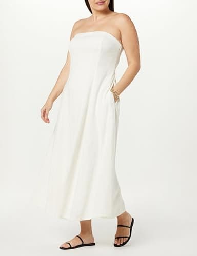 The Drop Women's Carlota Strapless Linen Maxi Dress, Ivory, XS - Image 7