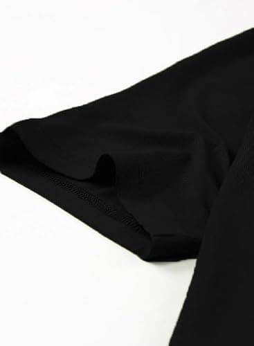 Poetsky Long Tees with Pockets for Women Casual T-Shirts Loose Fit Solid Color Short Sleeve Tunic Tops Oversized Shirts for Women Black - Image 3