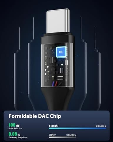 Stouchi USB C to 3.5mm Female Adapter, Type C Headphone Audio Jack Cable Cord Hi-Fi Dongle for Samsung Galaxy S22 S21 Ultra Z Flip Note 20,iPad Mini 6th, Pixel 7/6a/6 - Black - Image 5