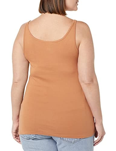 Amazon Essentials Women's Slim-Fit Thin Strap Tank Top, Pack of 2, Brick Red/Brown, X-Large - Image 4