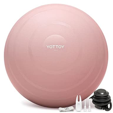 YOTTOY Exercise Ball for Pregnancy,Anti-Burst Yoga Ball for Physical Therapy,Stability Ball for Ball Chair Fitness with Pump (Pink) - Image 1